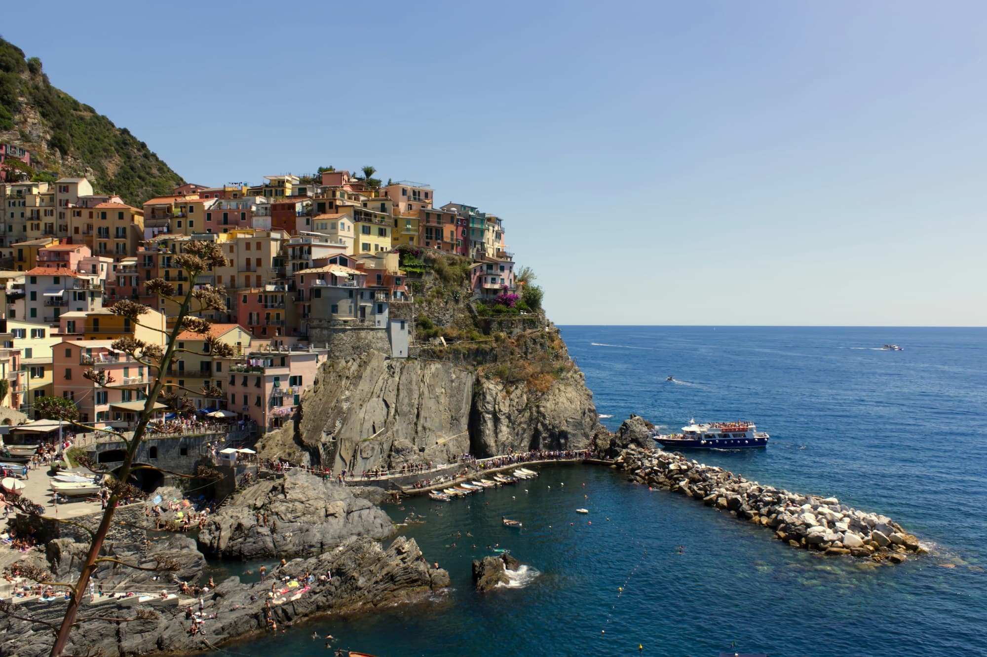 Colorful villages overlooking the Mediterranean coast